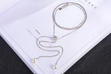 925 Silver Pearl Ball CZ Tassel Choker Necklace for Women Birthday Gift