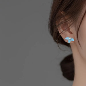 925 Silver Pearl Flower Stud Earrings for Women Girls