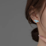 925 Silver Pearl Flower Stud Earrings for Women Girls