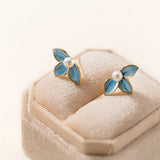 925 Silver Pearl Flower Stud Earrings for Women Girls