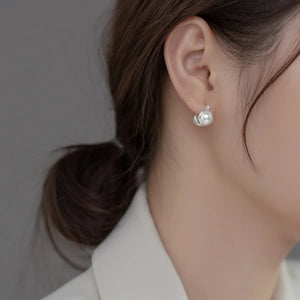 925 Sterling Silver Pearl Ear Clip Earrings Retro Jewelry for Women