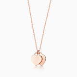 925 Silver T Series Double Love Heart Pendant Necklace For Women