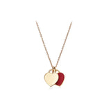 925 Silver T Series Double Love Heart Pendant Necklace For Women
