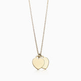 925 Silver Pink Red Green Double Heart Pendant Necklace