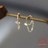 925 Silver Tassel Chain Earrings CZ Zircon Ear Hooks