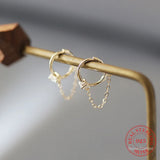 925 Silver Tassel Chain Earrings CZ Zircon Ear Hooks