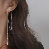 925 Silver Tassel Cross Earrings Party Jewelry Bohemian Accessory