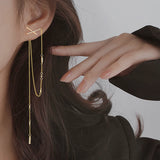 925 Silver Tassel Cross Earrings Party Jewelry Bohemian Accessory