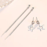 925 Sterling Silver Tassel Earrings Zirconia Star Long Chain Earring