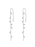 925 Silver Tassel Zircon Bead Drop Earrings Wedding Party Jewelry