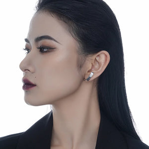 925 Silver Textured Studs Chain Tassel Earrings for Women
