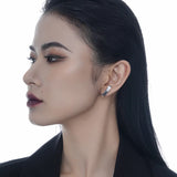 925 Silver Textured Studs Chain Tassel Earrings for Women