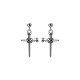 925 Silver Thai Silver Cross Earrings Retro Geometric Short Drop Earring