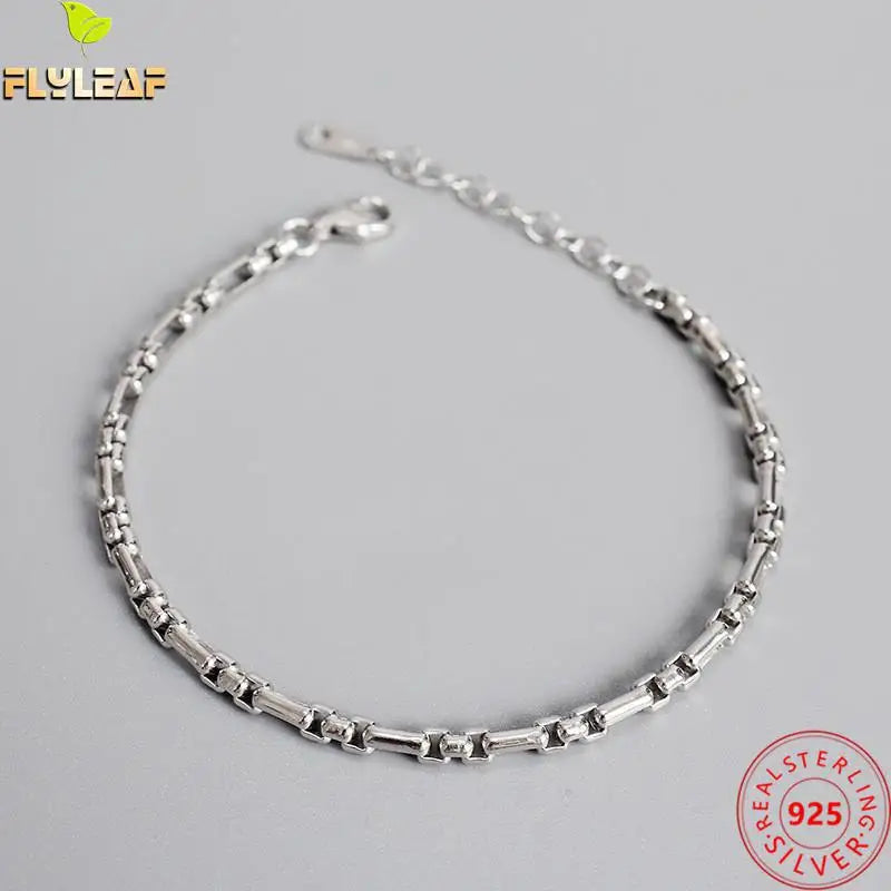 925 Silver Thick Chain Bracelet Platinum Plating Vintage Jewelry