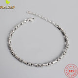 925 Silver Thick Chain Bracelet Platinum Plating Vintage Jewelry