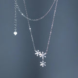 925 Silver Three Flowers Zircon Pendant Necklace Women Gift