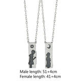 925 Sterling Silver Couple Pendant Necklace Romantic Gift