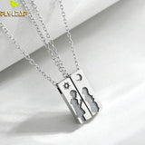 925 Sterling Silver Couple Pendant Necklace Romantic Gift