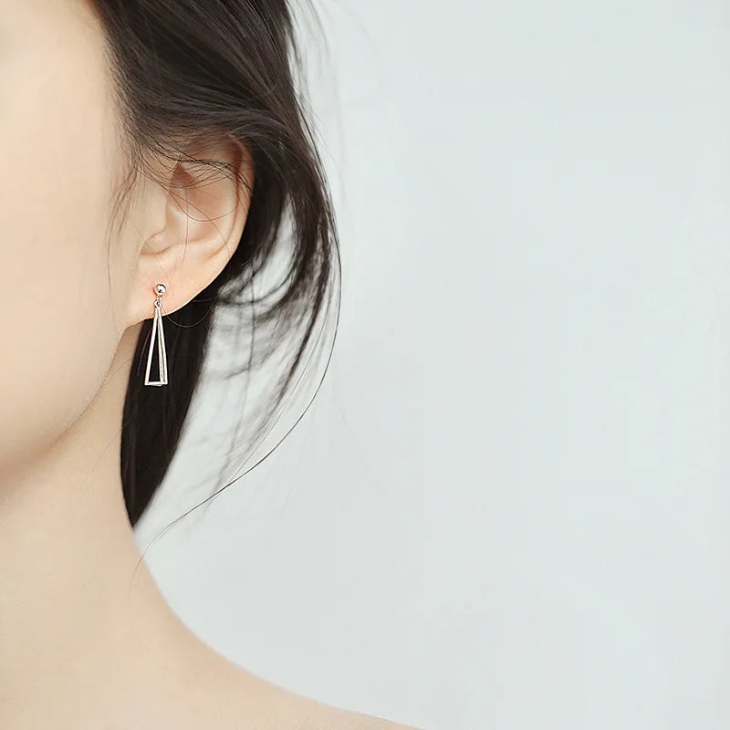 925 Silver Triangle Stud Earrings for Women Girls