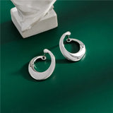 925 Silver Twisted Glossy Stud Earrings Fine Jewelry for Women