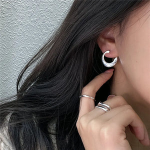 925 Silver Twisted Glossy Stud Earrings Fine Jewelry for Women