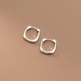 925 Silver Twisted Square Hoop Earrings Geometric Rose Gold/Silver Jewelry