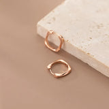 925 Silver Twisted Square Hoop Earrings Geometric Rose Gold/Silver Jewelry