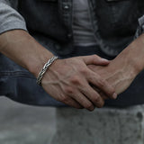 925 Silver Twisted Woven Bracelet Retro Thai Unique Cuff Bangle