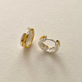 925 Silver Two-tone Round Hoop Earrings Double Loop High Jewelry