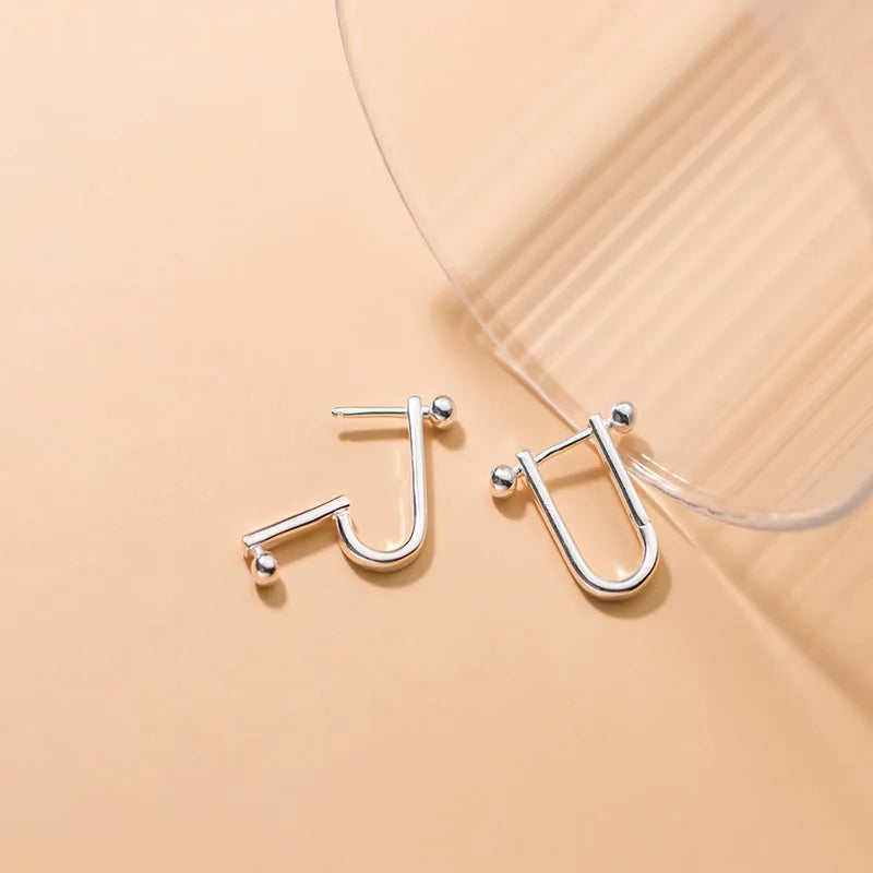 925 Silver U Shape Stud Earrings Hypoallergenic Jewelry
