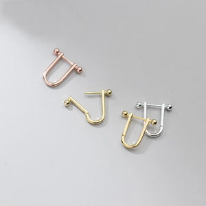925 Silver U Shape Stud Earrings Hypoallergenic Jewelry