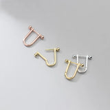 925 Silver U Shape Stud Earrings Hypoallergenic Jewelry