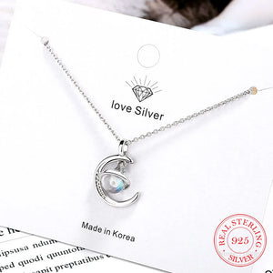 925 Sterling Silver Universe Planet Pendant Necklace Moon Jewelry