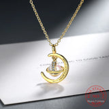 925 Sterling Silver Universe Planet Pendant Necklace Moon Jewelry