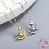 925 Sterling Silver Universe Planet Pendant Necklace Moon Jewelry