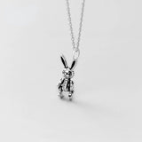 925 Silver Vintage Bunny Rabbit Pendant Necklace Retro Animal Jewelry