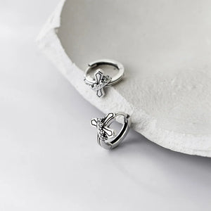 925 Sterling Silver Vintage Cross Hoop Earrings for Women