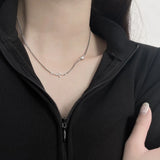 925 Silver Heartbeat & Love Heart Choker Necklace Retro Thai Silver Jewelry