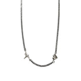 925 Silver Heartbeat & Love Heart Choker Necklace Retro Thai Silver Jewelry