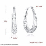 925 Silver Vintage Flower Hoop Earrings Ethnic Jewelry Women