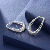 925 Silver Vintage Flower Hoop Earrings Ethnic Jewelry Women