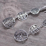 925 Silver Vintage Long Earrings Hollow Flower Brincos