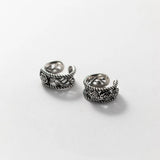 Vintage Thai Silver Double Layered Rose Ear Cuffs for Women