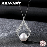 925 Silver Water Drop Freshwater Pearl Pendant Necklace for Women