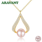 925 Silver Water Drop Freshwater Pearl Pendant Necklace for Women