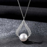 925 Silver Water Drop Freshwater Pearl Pendant Necklace for Women