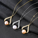 925 Silver Water Drop Freshwater Pearl Pendant Necklace for Women