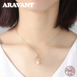 925 Silver Water Drop Freshwater Pearl Pendant Necklace for Women