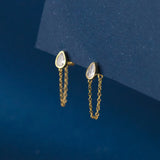 925 Silver Zircon Water Drop Earrings Front Back Post