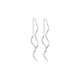 925 Silver Wave Shape Threader Earrings Pull Through Drop Earring
